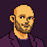 Pixel-art illustration of James Clear