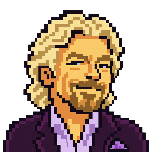 Pixel-art illustration of Richard Branson